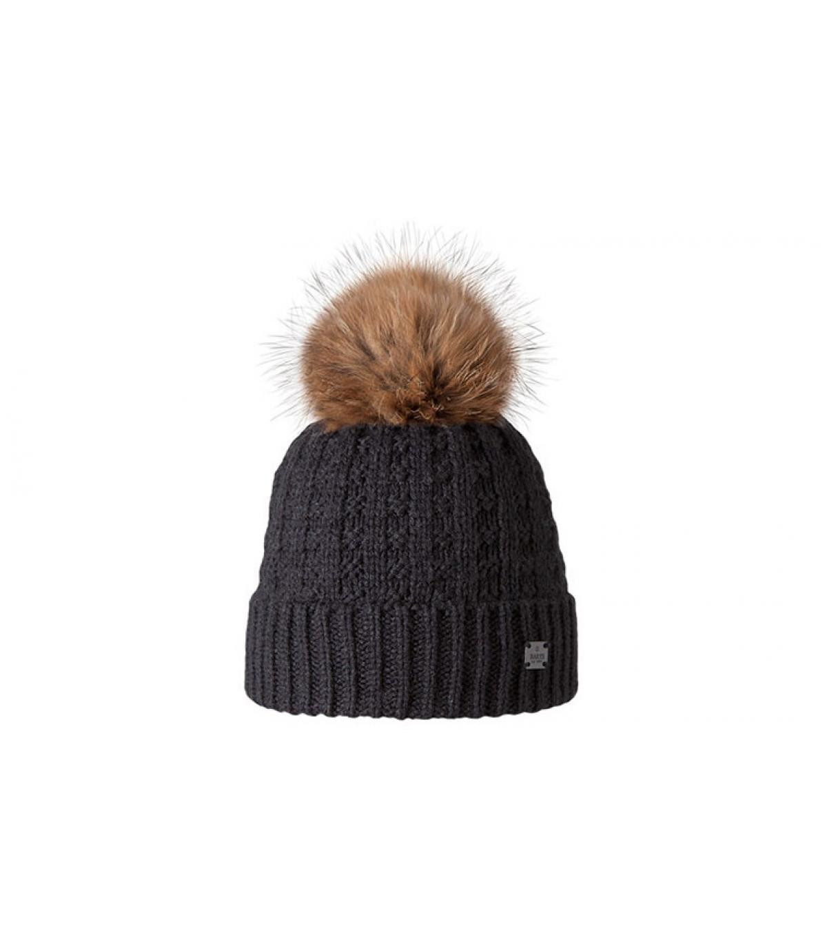 Gorro negro maxi pompon Gorro negro maxi pompon